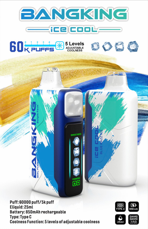 Bang King Ice Cool 60K DSK048 一次性電子煙 台灣現貨 – 60000口超大容量5級可調清涼可充電一次性電子煙推薦 派對解癮神器