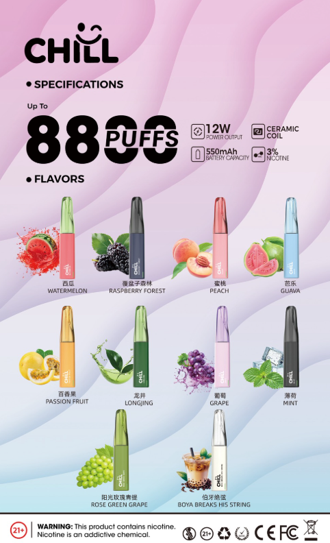 CHILL鴨嘴獸式拋棄式8800口 大容量電子煙台灣推薦